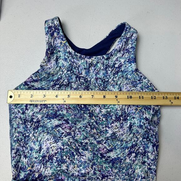 Athleta Girl Printed Long Distance Sports‎ Bra Blue Purple Size XL 14 - Picture 9 of 11